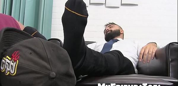  Bearded muscular freaks freaky feet are sucked on by a stud